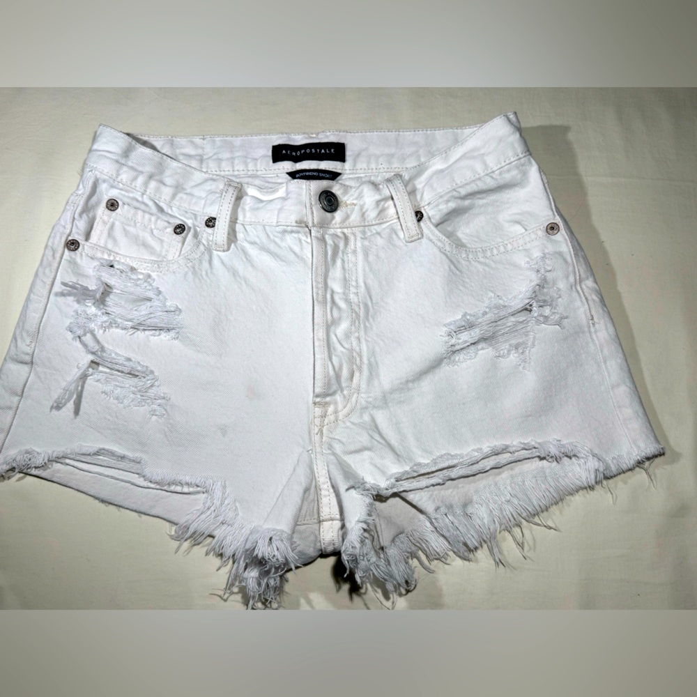 Aeropostal Boyfriend White Jean Shorts Size 2